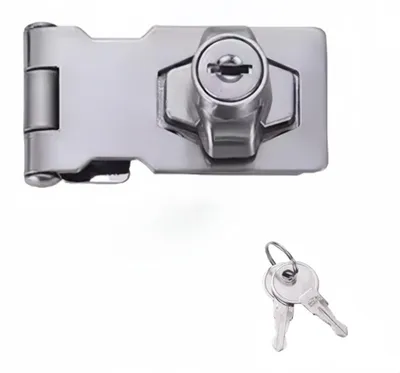Productafbeelding van Zinklegeringsslot voor stopcontact, 9,6 cm, geschikt voor meubels, met 2 sleutels, zilverkleurig