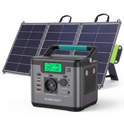 Produktbild von Tragbare Powerstation 555Wh Ladegerät mit 100W Solarpanel,550W(1100W Spitze) Power Station Solargenerator mit 140W Bidirektionale Schnellladen USB-C