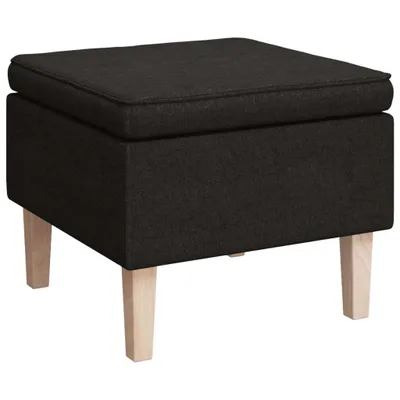 Image de Tabouret avec pieds en bois Noir Tissu