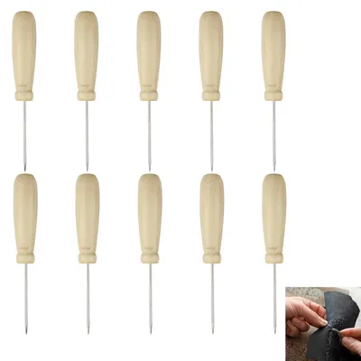 Produktbild von Absteppnadel mit Holzgriff, 10er Set Leder-Nähnadel für Polsterung, Teppich, Leder, Leinwand, DIY-Reparatur, Stanzwerkzeug