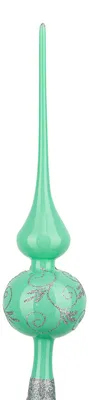 Produktbild von Weihnachtsbaumspitze | Groß 35cm in Hochglanz Modern Mint Silberne Ornamente