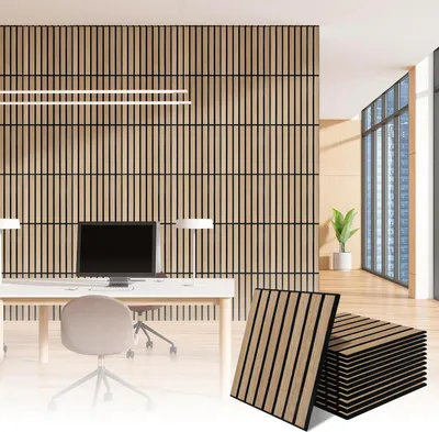 Produktbild von Faziango 24x Akustikpaneele 30x30cm, Innendekoration Wandpaneele, Holzpaneele Wand,Weiß-Eiche Lamellenwand auf Filz