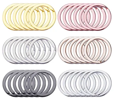 Flache Schlüsselringe, 25 mm, 36 Stück, 6 Farben