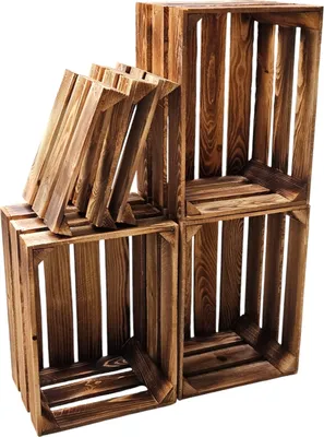 Produktbild von Holzkisten Geflammt 50 x 40 x 30cm mit Regalböden DIY