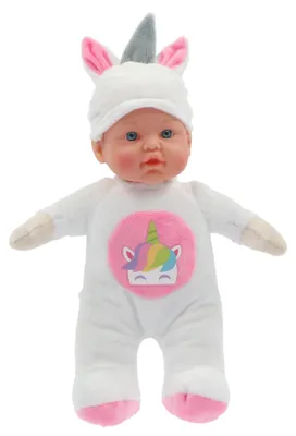 Produktbild von KiddyGo Puppe Kuscheltier 31 cm Einhorn oder Bär - weiche Puppe ab 1 Jahr