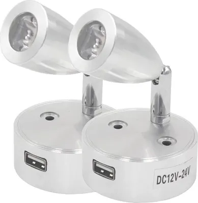 Obrázok produktu pre SUPAREE 2x LED svetlá, držiak USB, 12V LED, dobíjateľné, energeticky úsporné, jednoduchá inštalácia.