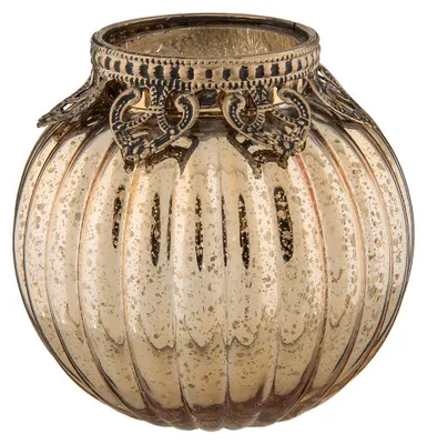 Produktbild von Clayre & Eef Teelichthalter Ø 10x10 cm Goldfarbig Glas