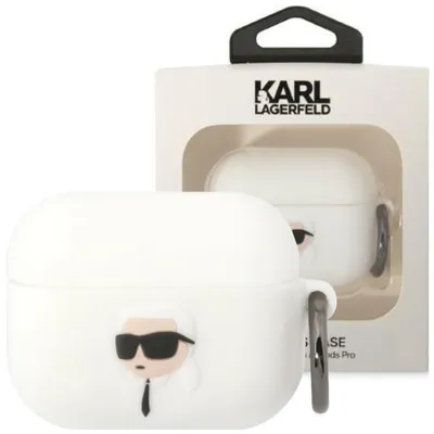 Produktbild von Karl Lagerfeld Klaprunikh Fall Für Airpods Pro - Weiss Silikon Karl Kopf 3D