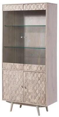 Produktbild von MASSIVMOEBEL24.DE Vitrine Akazie 90x42x190 weiß lackiert MOSAYK #214