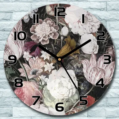 Produktbild von Wanduhr aus Glas Rund fi 30 Blumen Kunst Vintage Quarz Deko Schlafzimmer Büro
