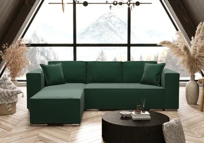 Produktbild von AX LIVING Grün Ecksofa mit Schlaffunktion Vinoria L-Form 255 cm Links