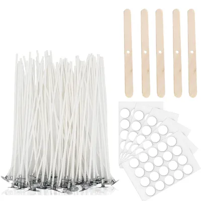 Image de Kerzendochte de 10 cm, 100 % coton, lot de 100 pièces, avec supports et points adhésifs
