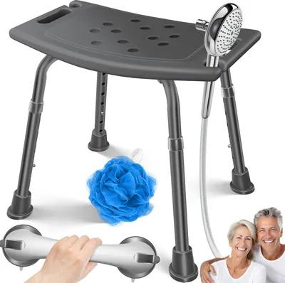Produktbild von KESSER® Duschhocker höhenverstellbar Badhocker rutschfeste Gummifüße Duschstuhl 136KG belastbar Duschhilfe Senioren Duschsitz Saugnapf