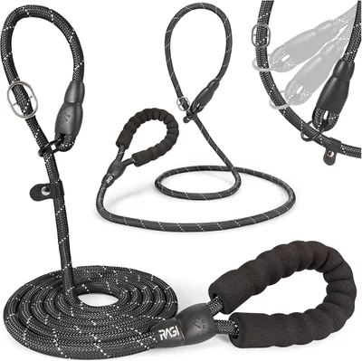 Produktbild von Hundeleine große Hunde Trainingsleine Zugstopp RAGI Führleine Retrieverleine Moxonleine Schlupfleine Erziehung Laufleine Robust Schwarz 2,2 m 10 mm