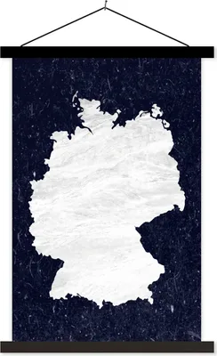 Produktbild von MuchoWow® Textilposter Karte - Deutschland - Weiß 120x180 cm mit schwarzem Rahmen - Fotos