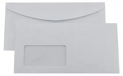 Image de Enveloppe Kaenguruh DL, pelliculée, blanche, sans bois, 75 g, avec fenêtre, impression intérieure grise