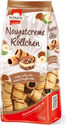 Obrázek produktu pro Schulte ořechové nugátové rohlíčky Oplatkové rohlíčky s ořechovým nugátovým krémem 175g