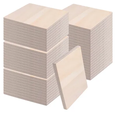 50er-Pack quadratische Sperrholzplatten 100x100x6 mm