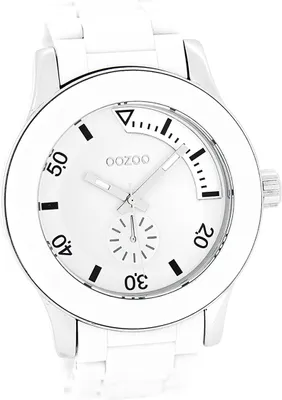 Produktbild von Oozoo Kunststoff Damen Uhr matt Analog Quarzuhr Armband weiß Timepieces D2UOC4255A