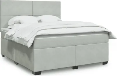 Produktbild von Möbel Boxspringbett mit Matratze Hellgrau 180x200 cm Samt - Klassische Betten 3290972