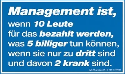Produktbild von Spaß-Schild - Management ist... - 309039 - 25cm x 15cm - Arbeit