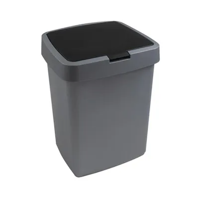 Image de Sunware Delta Prullenbak Met Klep 10 L Zilvergrijs