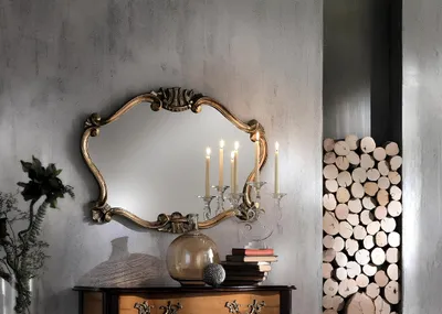Immagine prodotto di Specchio classico italiano di design Specchio da parete con foglie di bronzo barocco