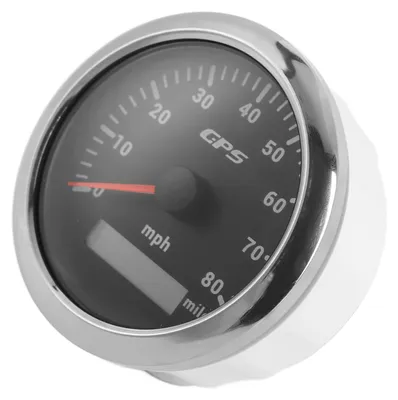 Image de Compteur de vitesse GPS, 85 mm (3,35 pouces), compteur kilométrique jusqu'à 130 km/h, en acier inoxydable, modèle universel pour voitures, moteurs et bateaux, noir