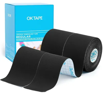 Immagine prodotto di Nastro kinesiologico elastico per sport, ideale per il supporto e il recupero, dimensioni 5 cm x 5 m, confezione da 2 rotoli, colore nero