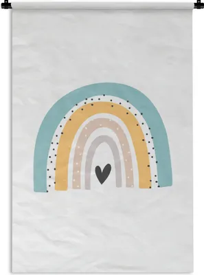 Produktbild von MuchoWow® Wandteppich Wandbehang Regenbogen - Mädchen - Jungen - Herz - Pastell 120x180 cm Tapisserie Dekoration Wandtuch - Schlafzimmer - Dekorationen für das Haus