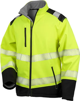 Produktbild von Safe-Guard R476X | Herren Jacke Printable Ripstop Safety Softshell Jacket - Farbe: Fluorescent Yellow/Black - Größe: XL