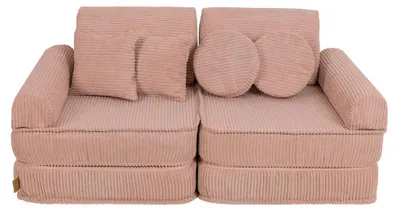 Obrázek produktu pro Pohovka Pocket 120 cm, žebrovaný samet, 10 dílů, AESTHETIC, dětská, modulární, pěnová výplň, certifikát OEKO-TEX, na hraní
