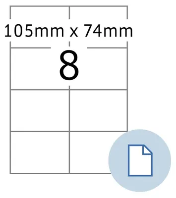 Produktbild von HERMA 58105 Wetterfeste Folienetiketten, 250 Blatt, 105 x 74 mm, 8 pro A4 Bogen,
