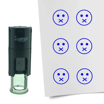 Produktbild von CombiCraft Selbstfärbender Stempel 'Sprachloser Smilley' in der Farbe Blau, Ø10mm