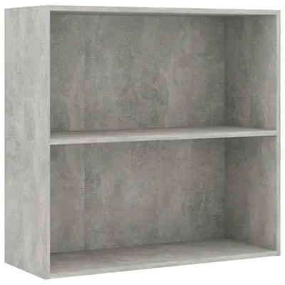 Image de Bibliothèque à 2 niveaux gris béton bois d'ingénierie