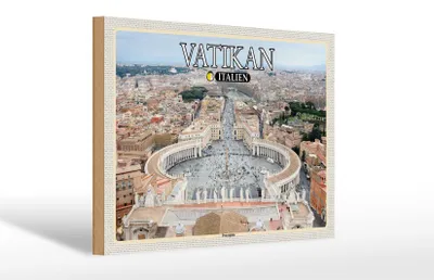 Produktbild von Holzschild Reise Vatikan Italien Petersplatz 30x20cm