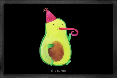 Produktbild von Mr. & Mrs. Panda fußmatte Avocado Geburtstag 60 x 90 cm - Schwarz - Geschenk, Frucht, Fußabtreter, Party, Gummimatte, Schmutzmatte, Schmutzfangmatte, Überraschung, Feier
