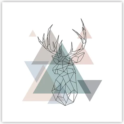 Produktbild von Poster - Poster ohne Rahmen - Hirsch Abstraktion - 40x40 cm - Wand Bild - Wanddeko - Wandbilder - Kunstposter - Wandposter - Bilder - Kunstdruck - Wanddekoration - Wandbild - P2XAC40x40-3909