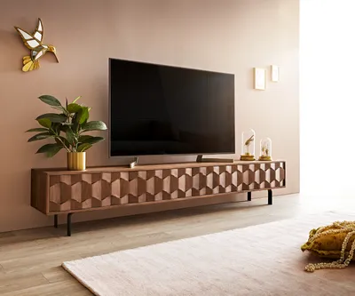 Produktbild von DELIFE Lowboard Fevo 220 cm Akazie Braun 4 Türen L-Fuß