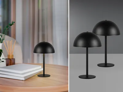 Produktbild von 2er SET kleine kabellose Akku Tischlampen Schwarz, Touch dimmbar, USB aufladbar