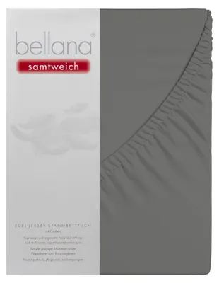 Produktbild von Bellana samtweich - Nobel-Jersey Elasthan Spannbetttuch 140-160 x 200-220 cm titan Perfekte Passform dank Elasthan