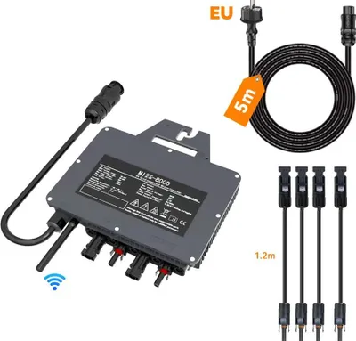 Produktbild von Solar-Netzanschlusswechselrichter, effiziente Energieerzeugung, WLAN-Steuerung, 800W Wechselrichter, 220V AC, 26-60V DC