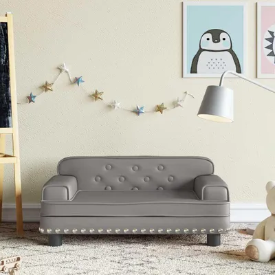 Obrázok produktu pre vidaXL Detská pohovka sivá 70x45x30 cm Imitácia kože
