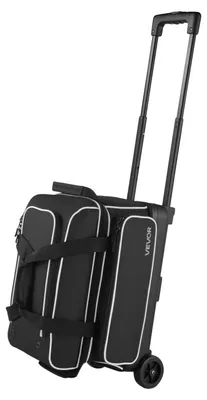 Produktbild von VEVOR Bowlingballtasche, 2-Ball-Doppelroller-Bowlingtasche mit Rädern, mit einem separaten Fach für Schuhe (bis US-Größe 16) und übergroßer Zubehörtasche, ausziehbarer Griff bis 1050 mm