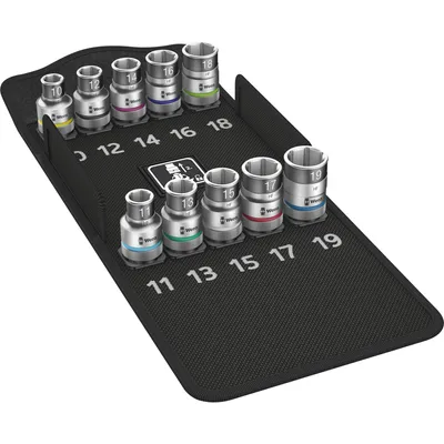 Zdjęcie produktu dla Wera 05004203001 Zestaw kluczy nasadowych ze ściągaczem, funkcja wkrętaka z 10 elementami, 1/2", 1/2", z 10 elementami.