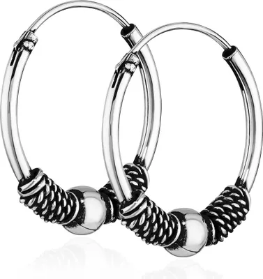 Produktbild von Paar 925 Sterling Silber Keltische Celtic Gothic Creolen Massiv 18mm 7258