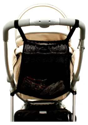 Produktbild von Einkaufstaschen, Universalnetz für Kinderwagen, Sportwagen und Buggys, Netztasche für die Rückseite des Kinderwagens, Aufbewahrungstasche für die meisten Griffe - Schwarz, 1 Stück