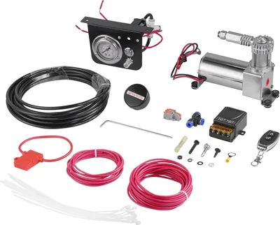 Produktbild von Luftstoßdämpfer-Steuerungssatz, 12 V, 100 PSI, integriertes Luftkompressorsystem, Luftfederungskompressorsatz mit Einwegsystem, Manometer und Luftleitung für Lkw und Transporter
