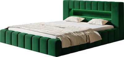 Produktbild von Polsterbett AMBER mit LED Beleuchtung Doppelbett 120 x 200 cm mit Lattenrahmen und Bettkasten, Farbe: Grün