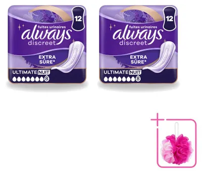 Image de 2 x Protections urinaires Always Discreet Ultimate pour la nuit - Pack économique - 2 pièces